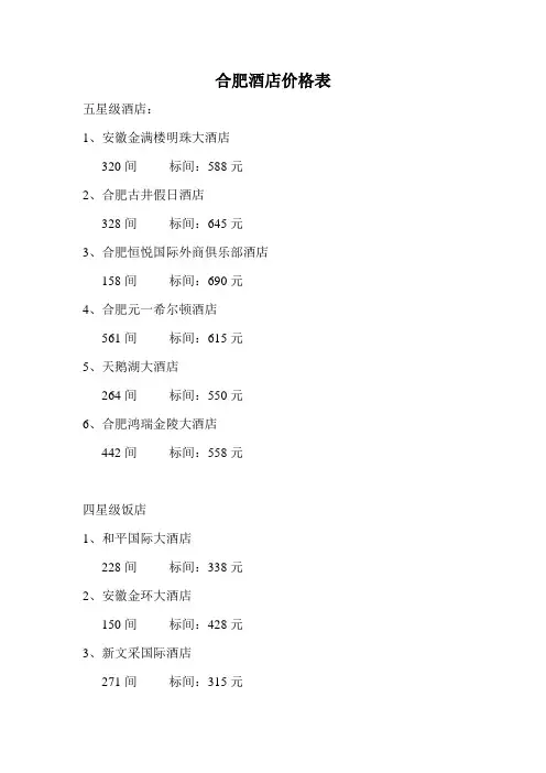 合肥酒店价格
