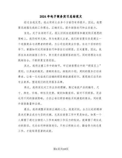 2024年电子商务实习总结范文（六篇）
