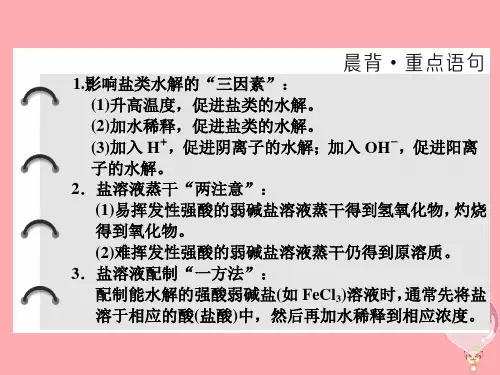 高中化学第三节盐类的水解第2课时影响盐类水解的主要因素和盐类水解反应的利用课件