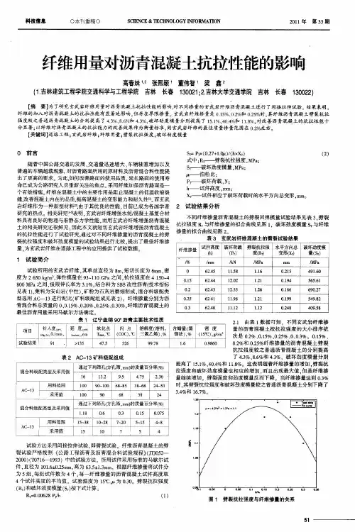 纤维用量对沥青混凝土抗拉性能的影响
