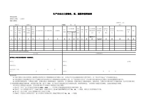 生产企业出口货物免、抵、退税申报明细表