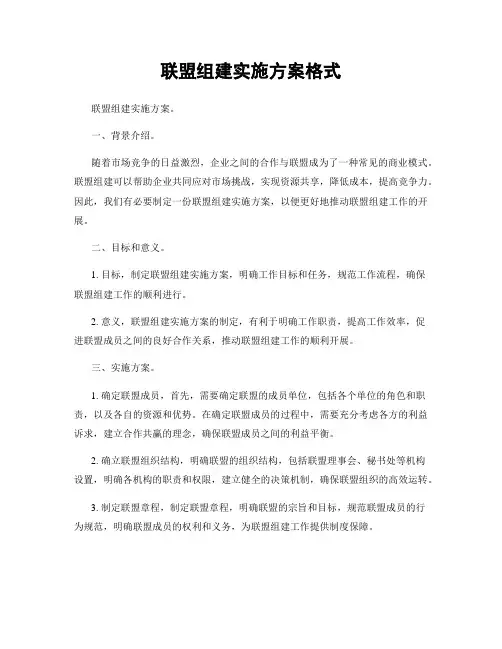 联盟组建实施方案格式