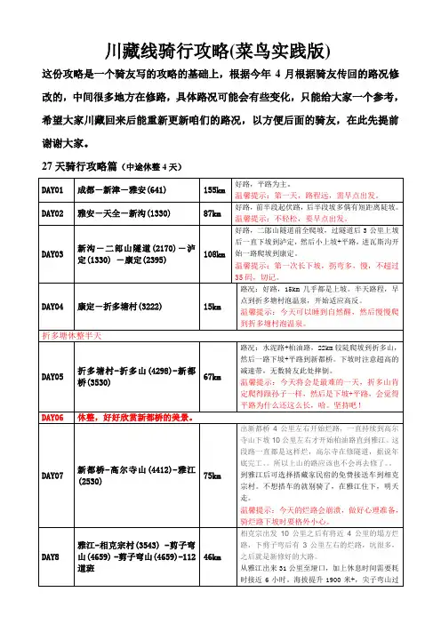 川藏线骑行攻略