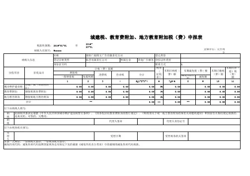 城建税、教育费附加、地方教育附加税(费)申报表(增值税)