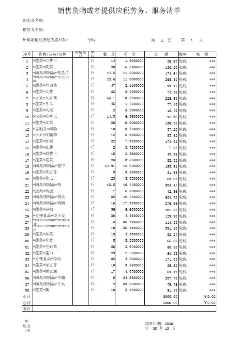 增值税发票明细清单