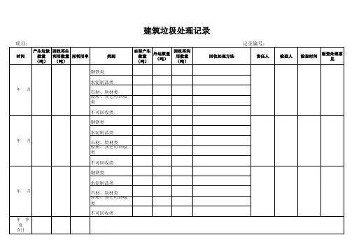 建筑垃圾处理记录表