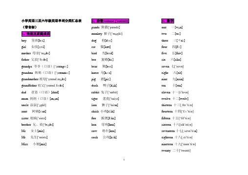 (完整版)小学英语三至六年级英语单词分类汇总表