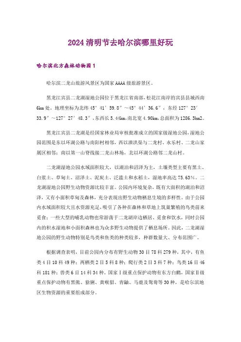 2024年清明节去哈尔滨哪里好玩