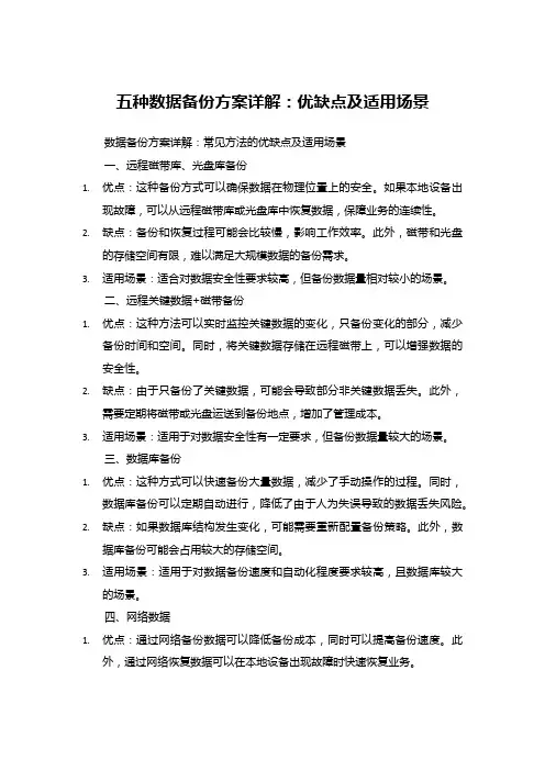 几种常见的数据备份方案