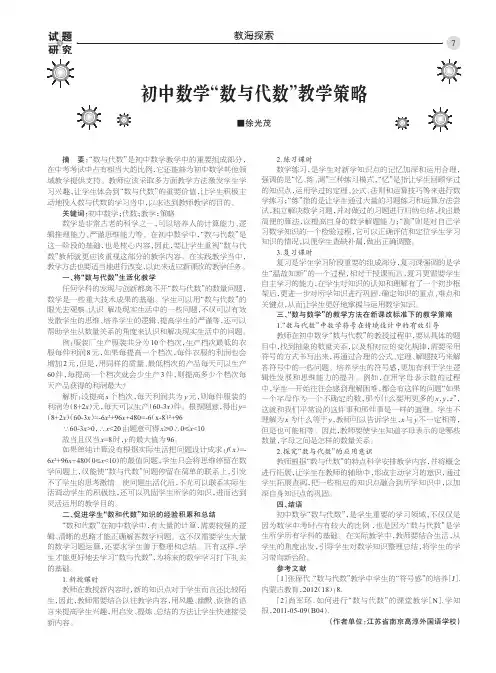 初中数学“数与代数”教学策略