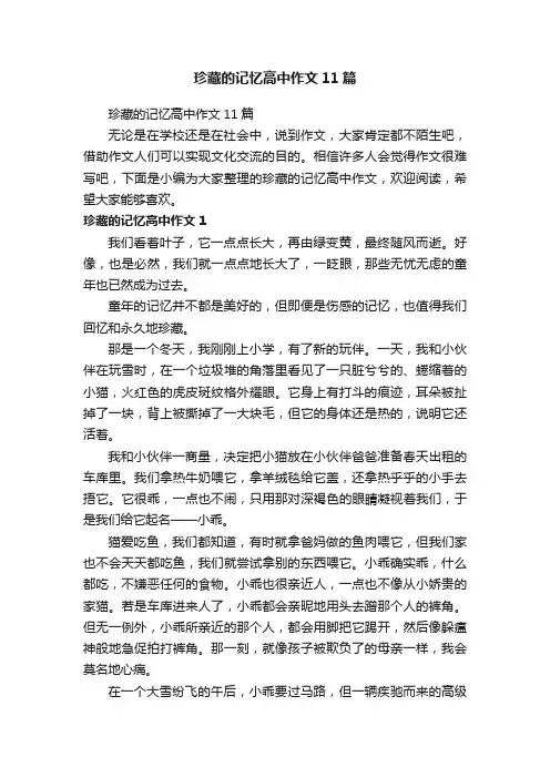 珍藏的记忆高中作文11篇