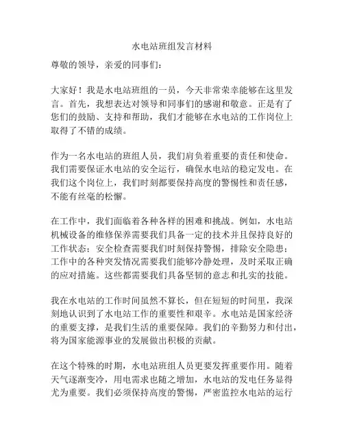 水电站班组发言材料