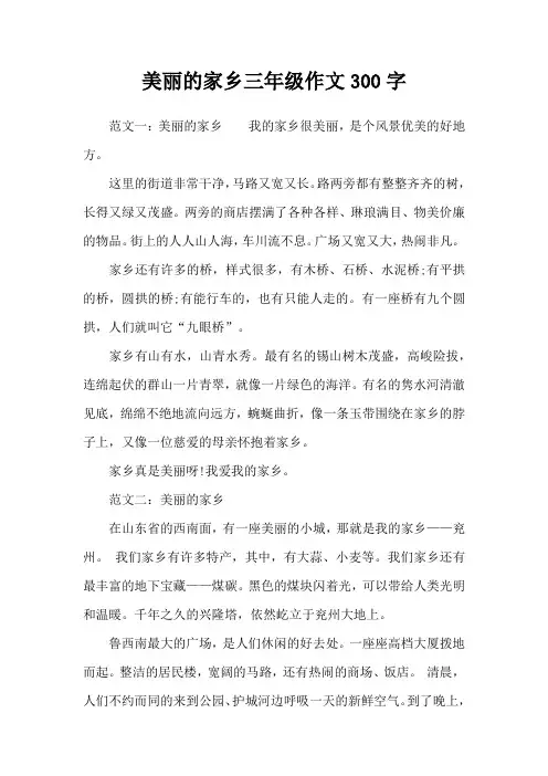 美丽的家乡三年级作文300字