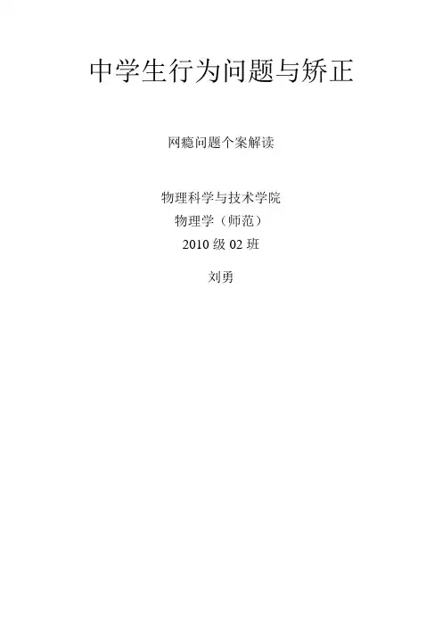 中学生问题 网瘾个案矫正
