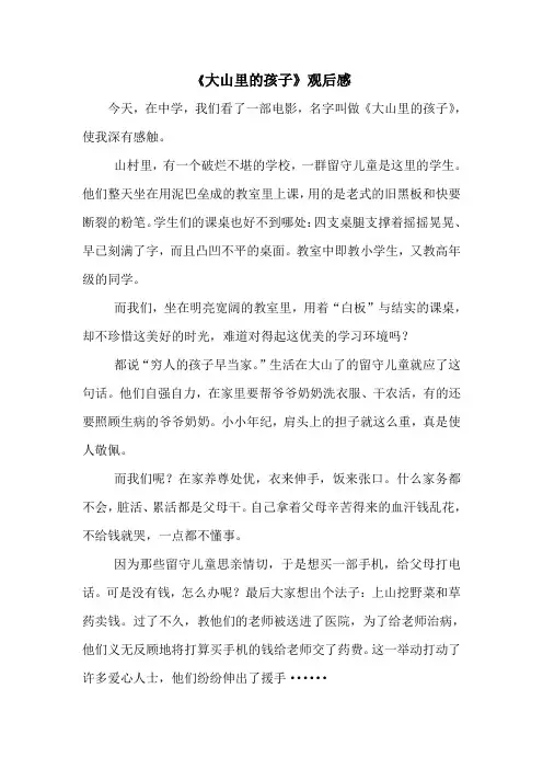 《大山里的孩子》观后感 (4)