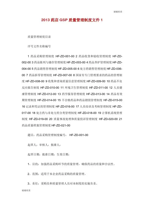 药店质量管理制度文件.doc