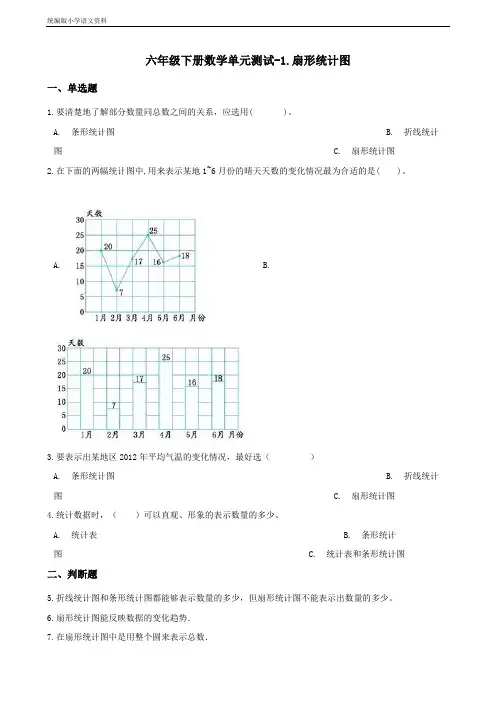 新版六年级下册数学单元测试-1.扇形统计图 苏教版(含答案)