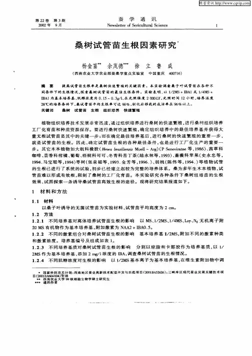桑树试管苗生根因素研究