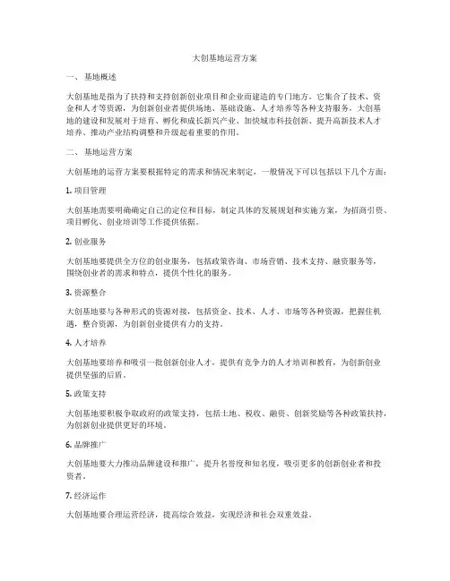 大创基地运营方案