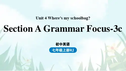 人教新目标版七年级英语上册课件Unit 4 Where's my school bag 第二课时 S
