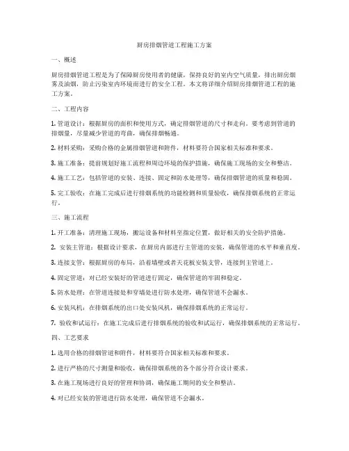 厨房排烟管道工程施工方案