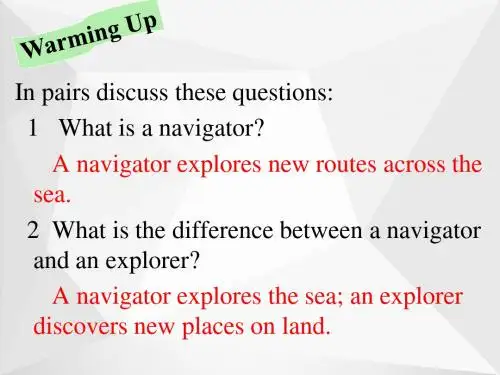 高中英语 Unit2Sailing the oceans-Textbook课件 新人教选修9
