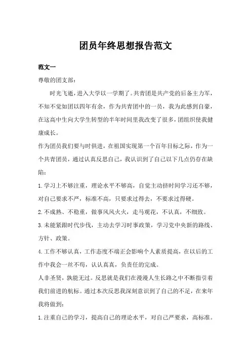 团员年终思想报告范文(五篇)