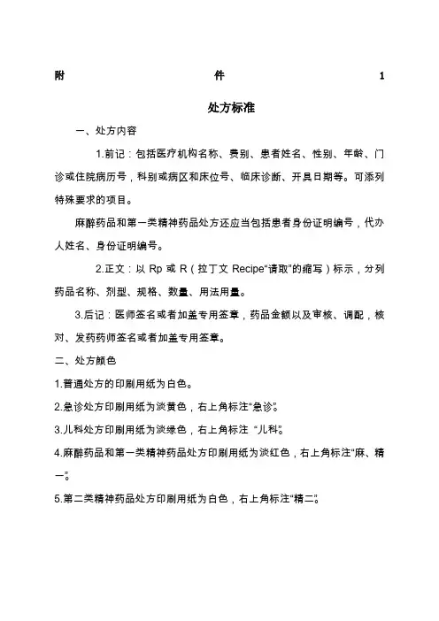 《处方管理办法》(卫生部第5号令)-附件