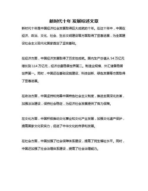 新时代十年 发展综述文章