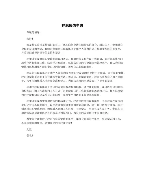 挂职锻炼申请