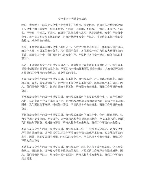 安全生产十大禁令观后感