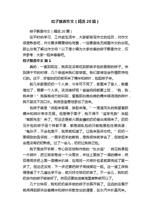 粽子飘香作文（精选20篇）