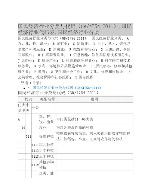 国民经济行业分类与代码