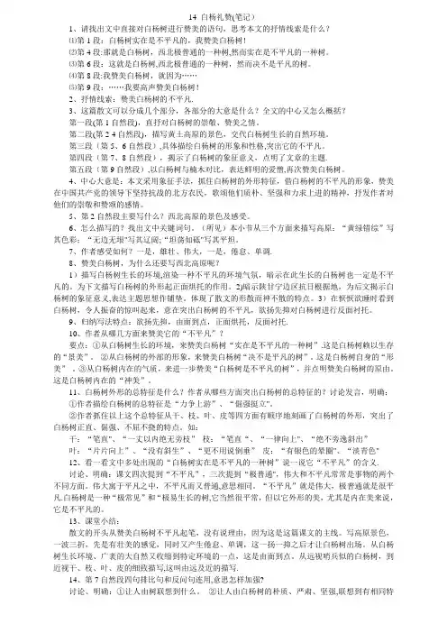 14 白杨礼赞(笔记)
