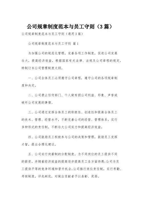 公司规章制度范本与员工守则(3篇)