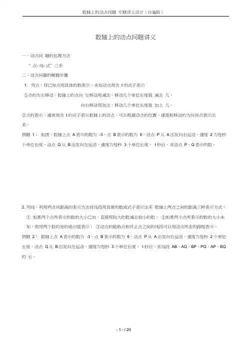 数轴上的动点问题专题讲义设计(自编版)