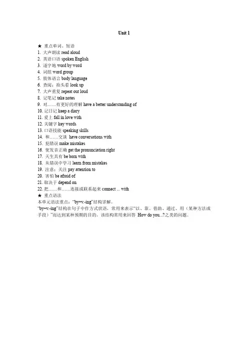人教版九年级英语全册重点单词 短语 语法