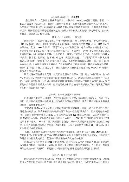 五种模式风云肝药营销PK