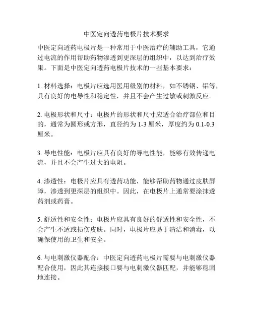 中医定向透药电极片技术要求