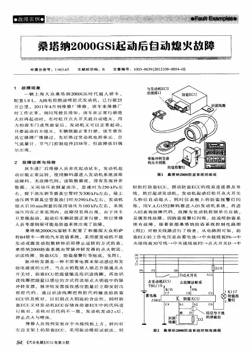 桑塔纳2000GSi起动后自动熄火故障