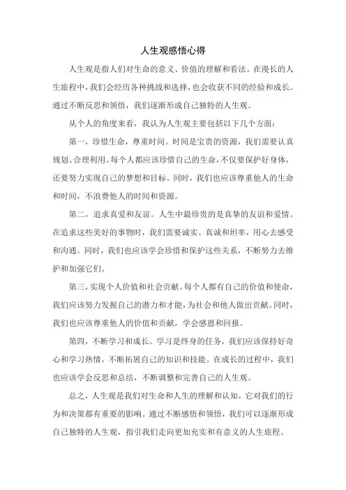 人生观感悟心得