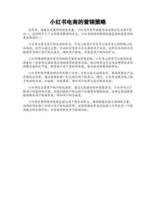 小红书电商的营销策略