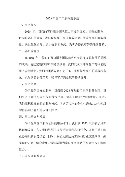 2023年窗口年服务度总结