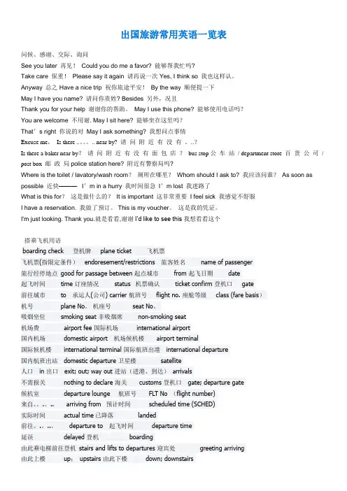 出国旅游常用英语