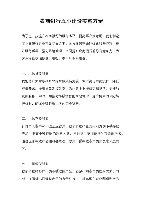 农商银行五小建设实施方案