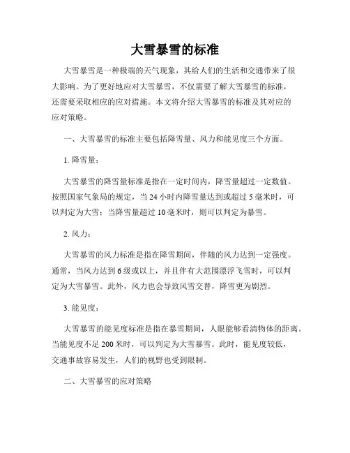 大雪暴雪的标准