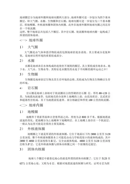 地球圈层分布