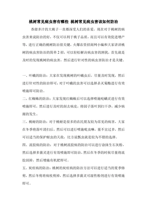 桃树常见病虫害有哪些 桃树常见病虫害该如何防治.doc