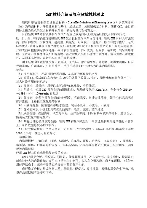 GMT材料介绍及与麻毡板材料对比