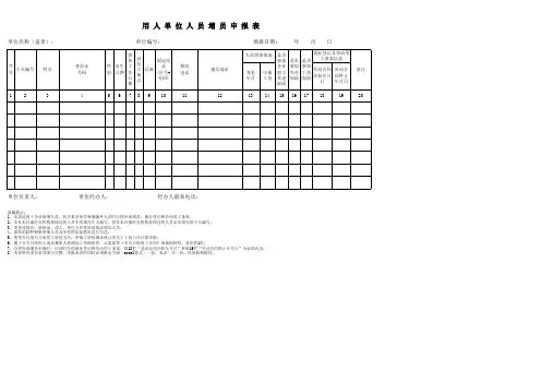 004(2) 《用人单位人员增员申报表》